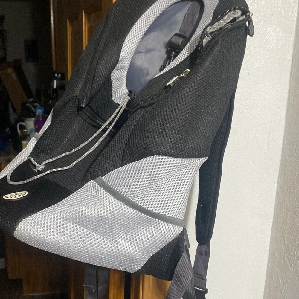 Dog backpack carrier up to 20 pounds 17Lx9ish deep